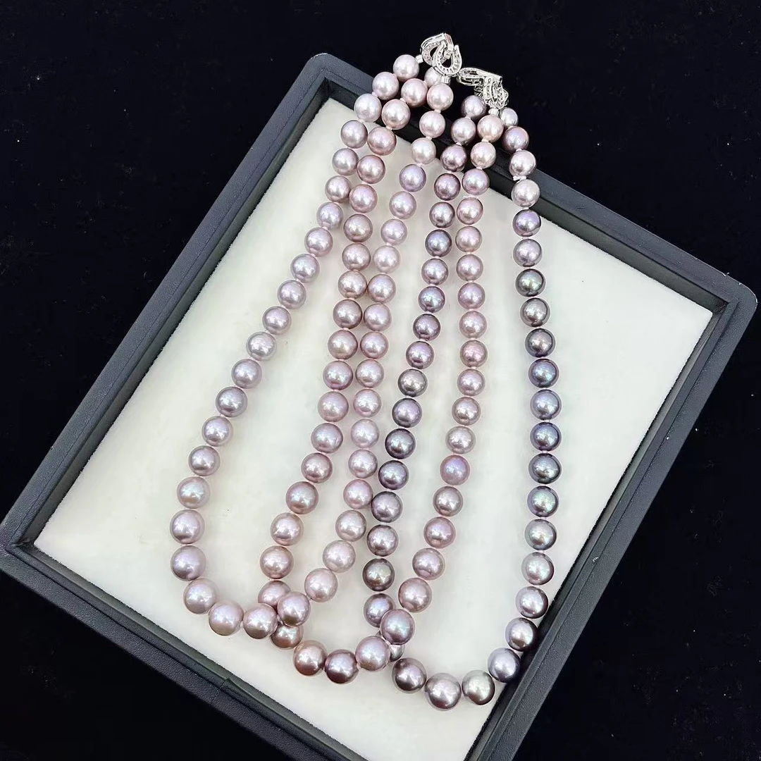 【书记甄选】天然淡水紫珠满珠项链 约8-12mm 多样性发一件 ZXB017