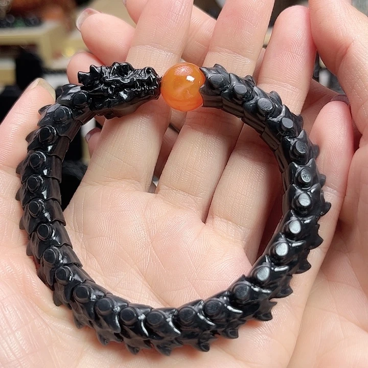 和田玉手链未镶嵌二*儿龙串