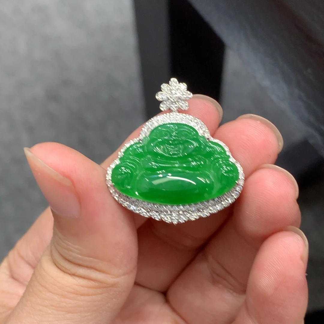 翡翠18K金镶嵌吊坠(不含链)吊坠