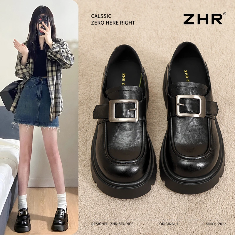 ZHR则则厚底增高黑色乐福秋季新款复古鞋子女ins潮牌百搭女款皮鞋