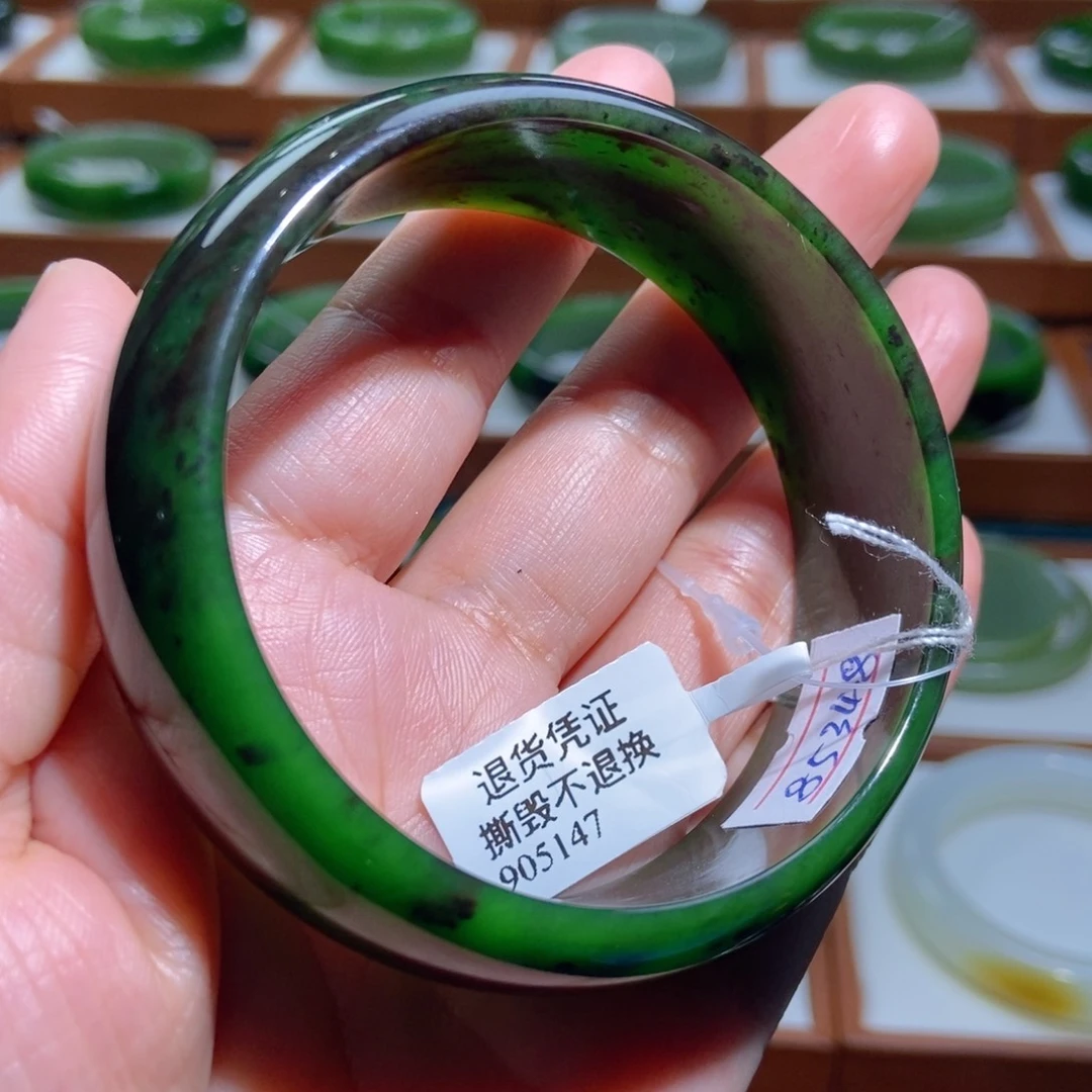 未镶嵌手镯和田玉（碧玉）辣菠菜绿5960