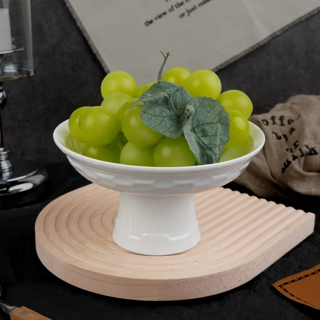 7寸【启明高脚果盘】景德镇高温高白泥 家用陶瓷高颜值碗盘餐具