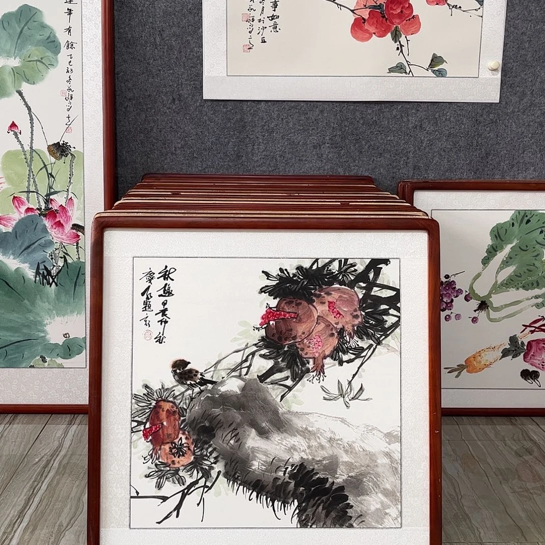 国画书画作品带框63×63