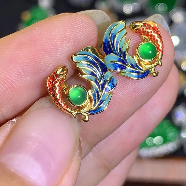 翡翠银S925镶嵌耳饰翡翠