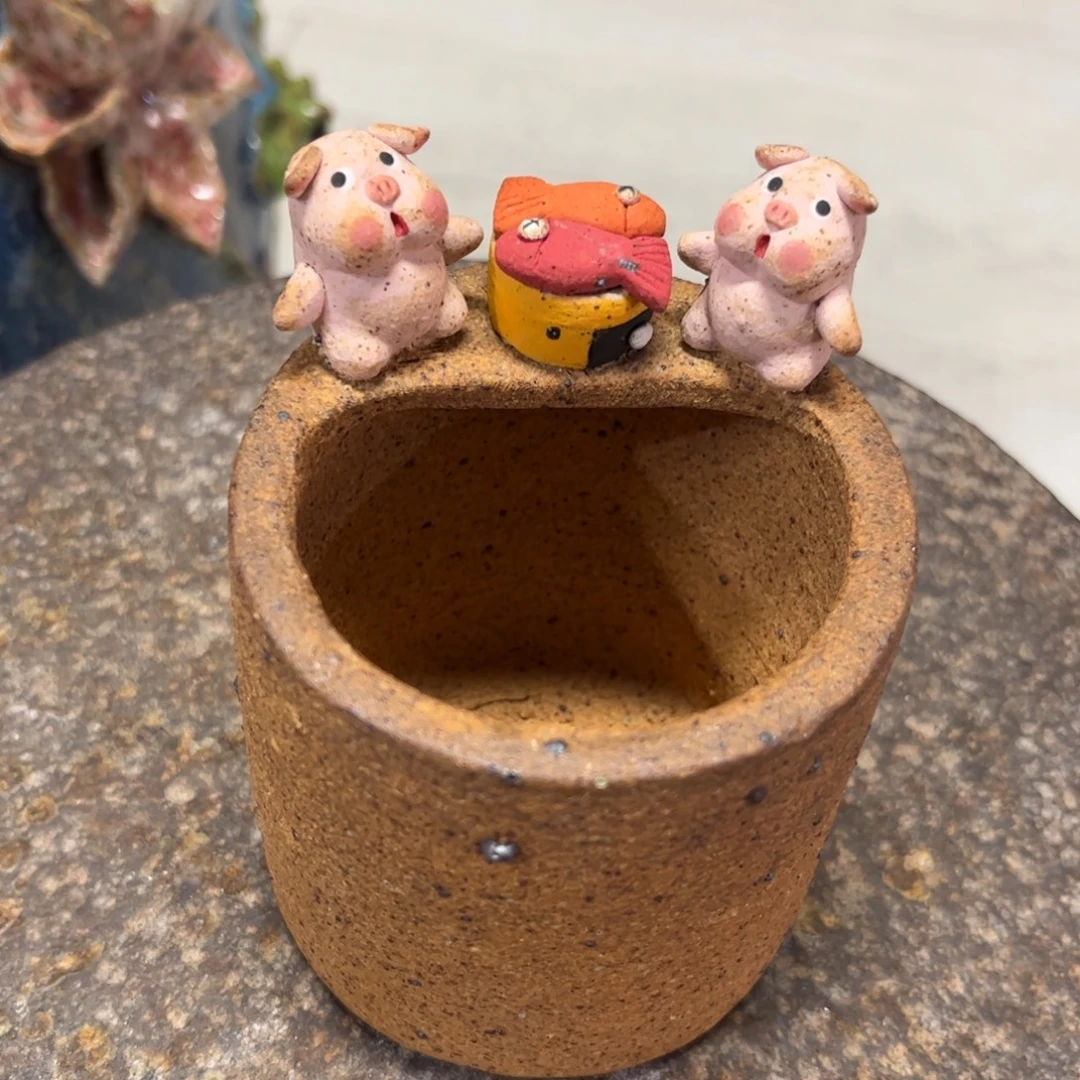 泥塑古镇炻陶花盆