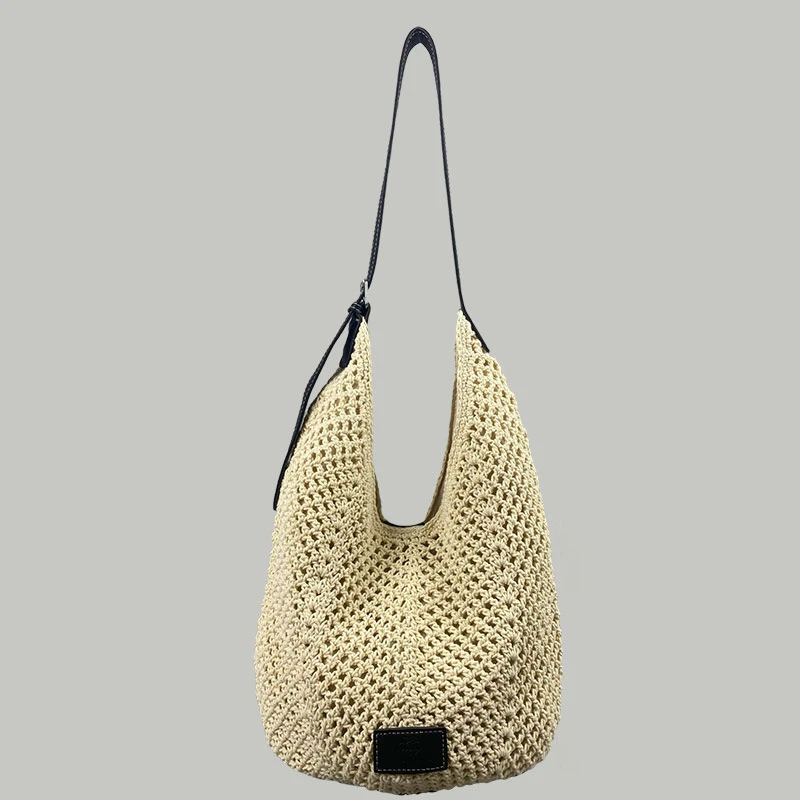 镂空高级手工草编包包女2025新款大容量托特包小众单肩斜挎编织包