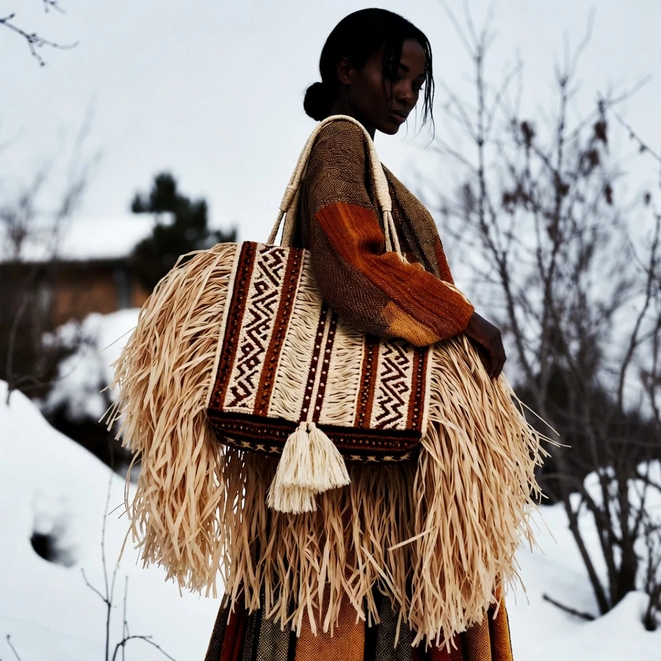 高货孤品非洲马达加斯手工加拉菲草托特水桶手提钱包饺子编织包
