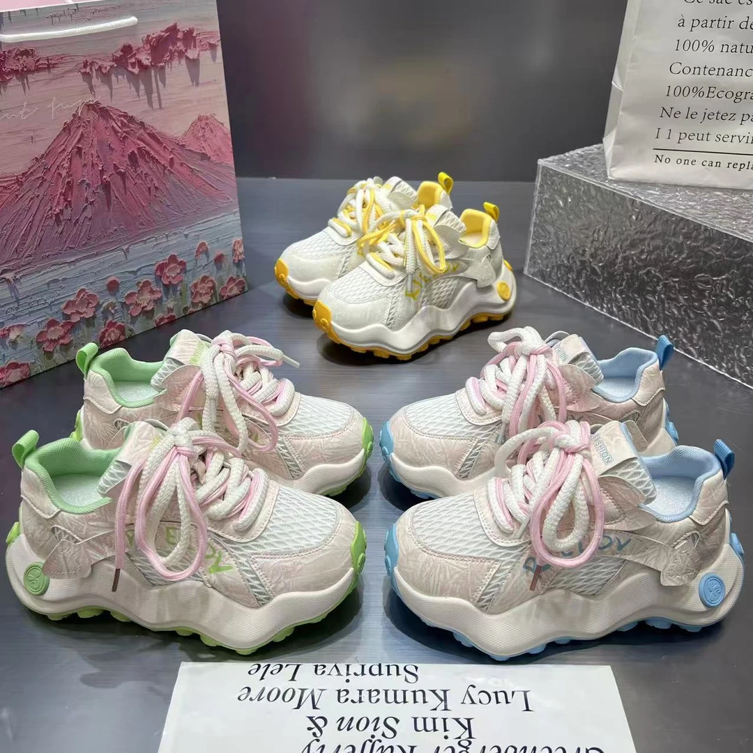 夏日泡芙欧洲站松糕百搭网面厚底鞋女2025夏季新款增高休闲鞋