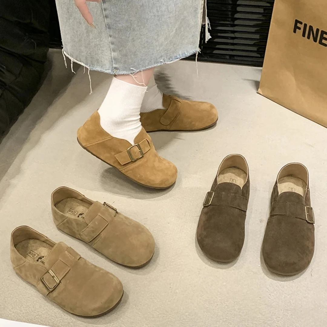 【朵儿】2501-复古平底勃肯鞋女款一脚蹬拖鞋软底防滑全包博肯单鞋