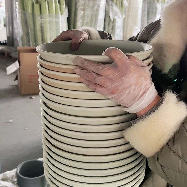 塑料瑕疵仿陶盆B4#米白色6个无托