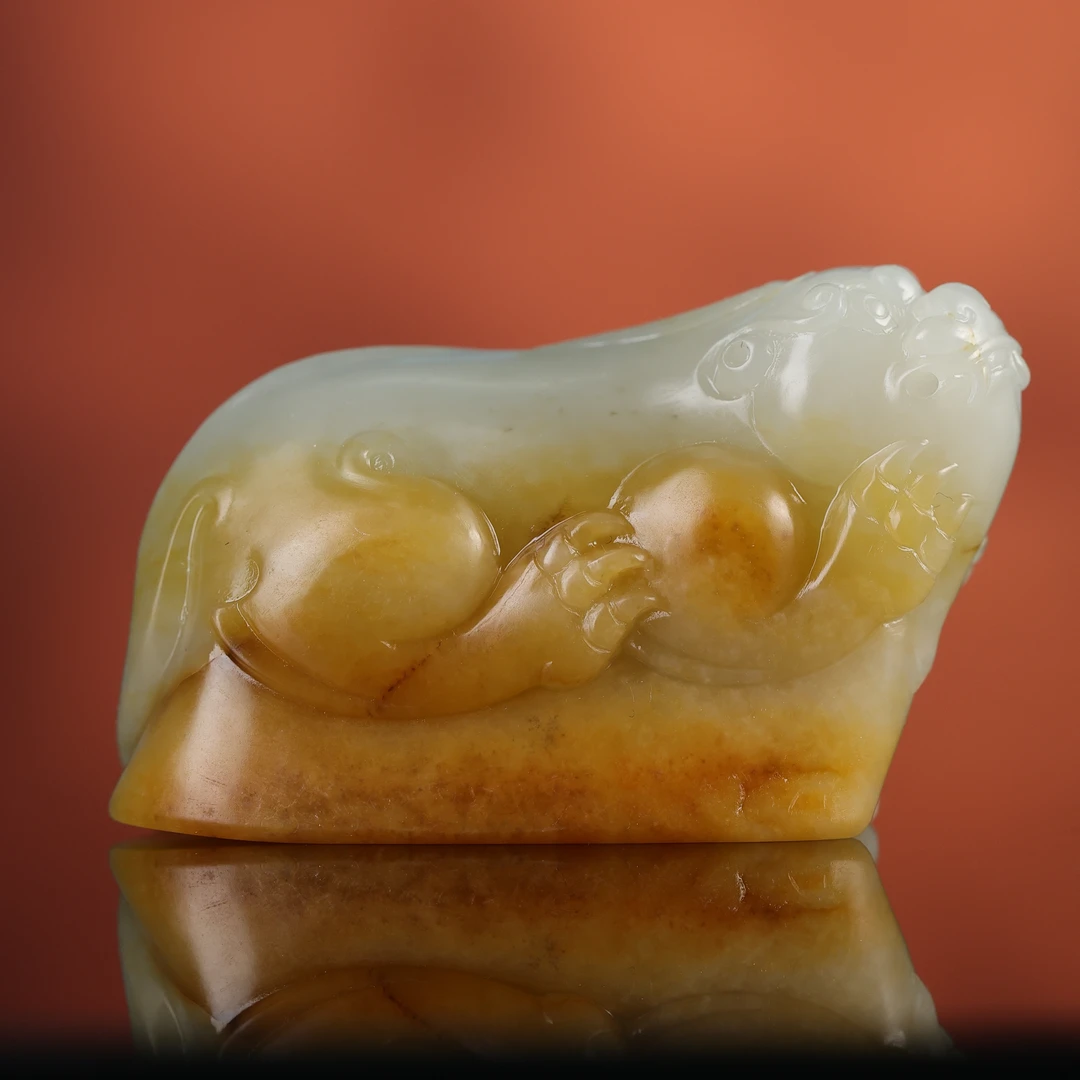 rl和田玉青白玉黄沁巧雕貔貅把件2512231546