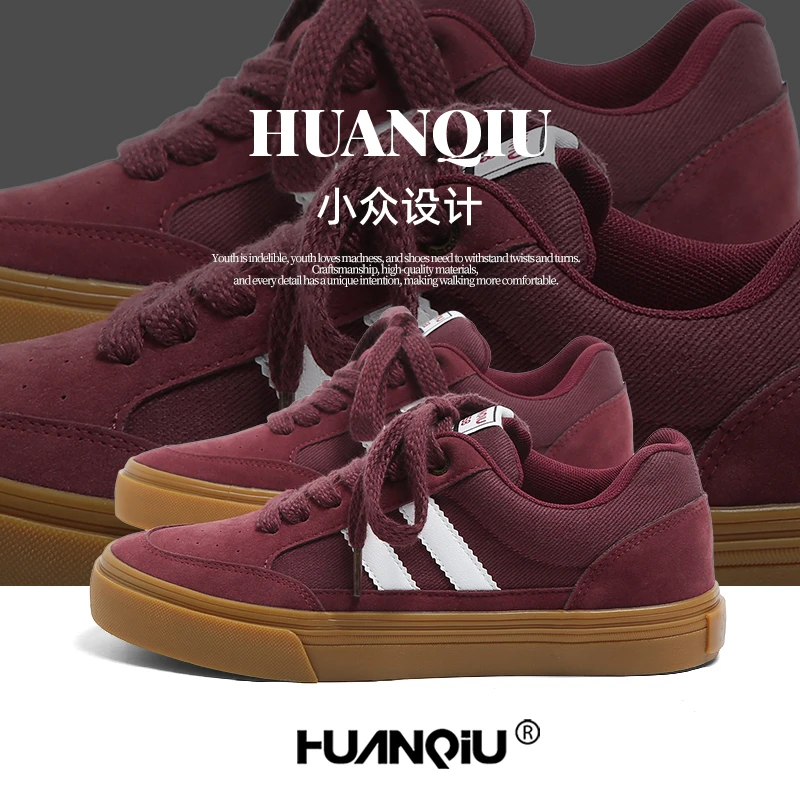 环球红色滑面包板鞋男款2025新款秋季百搭潮流复古休闲时尚运动鞋