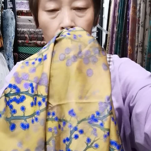 醋酸棉布料宝蓝色花1米布头