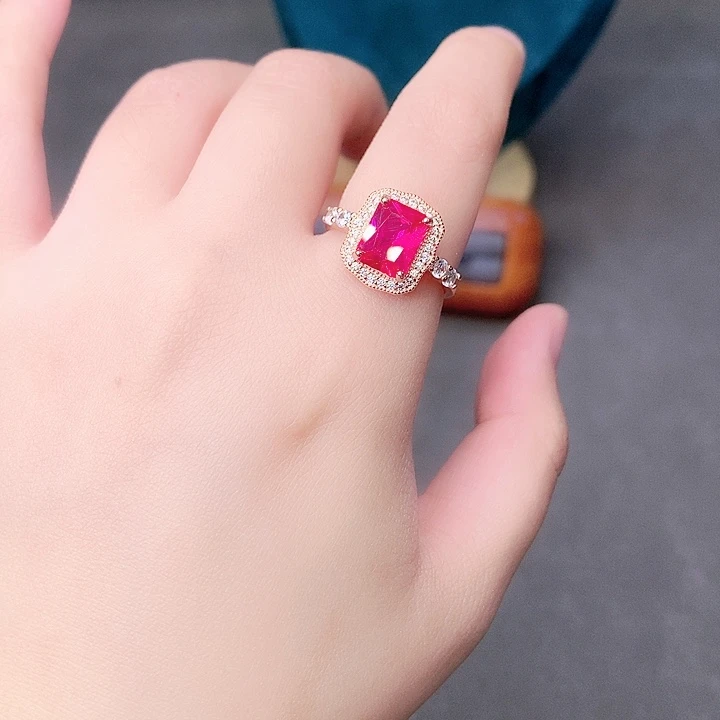银S925镶嵌戒指红宝石