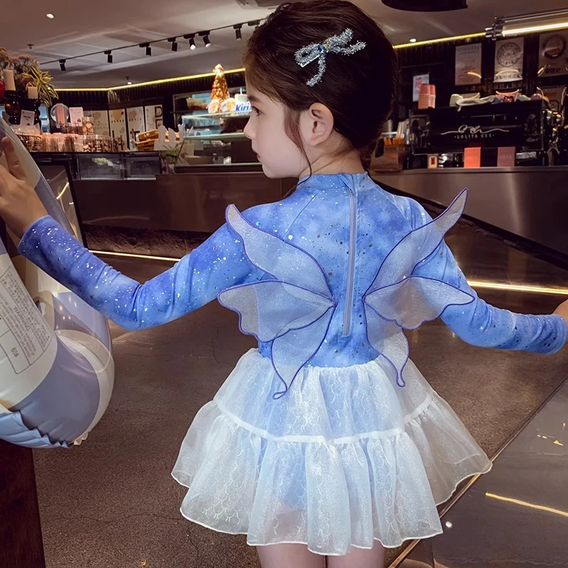 女童连体泳衣洋气儿童公主游泳衣夏装2025新款小女孩长袖防晒泳装