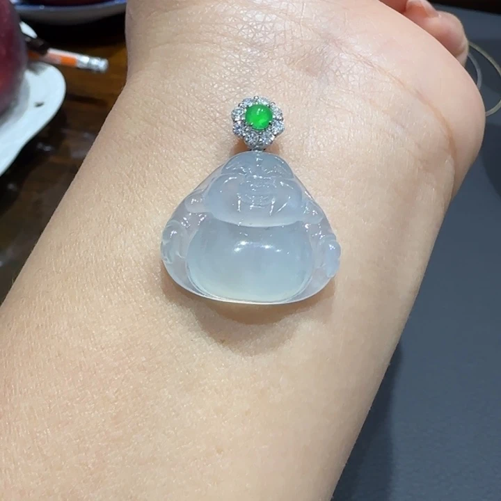 翡翠颈饰18K金镶嵌L佛公