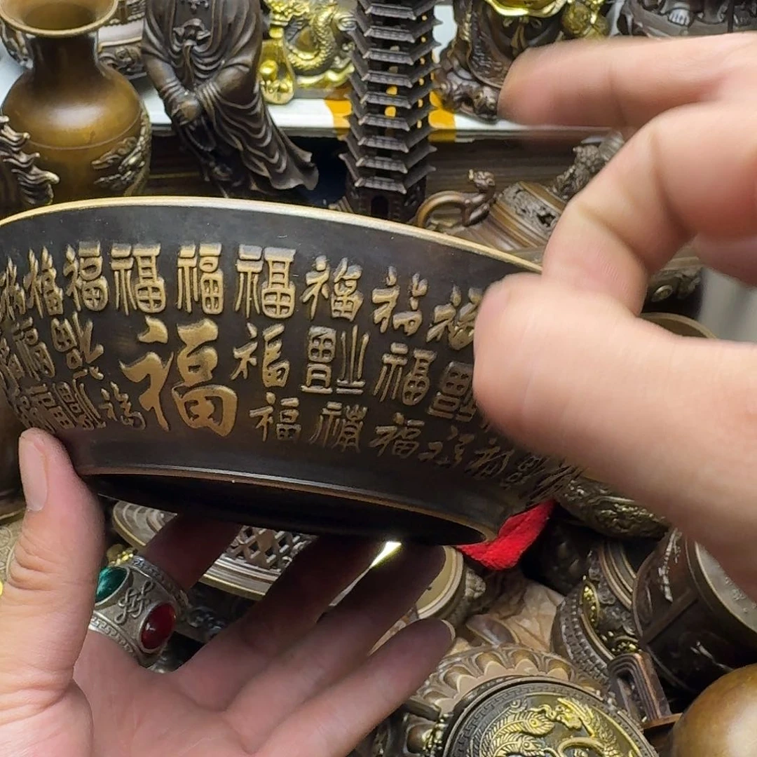 原矿 风魔铜藏收铜摆件