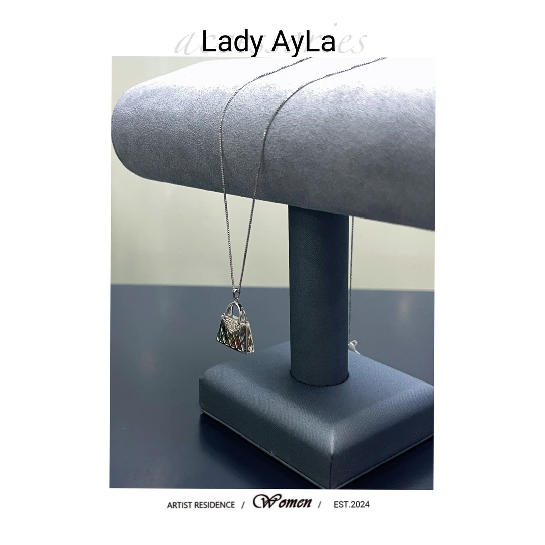 坠链均925银合成锆石 包包彩闪锆项链AL2263/AL2264