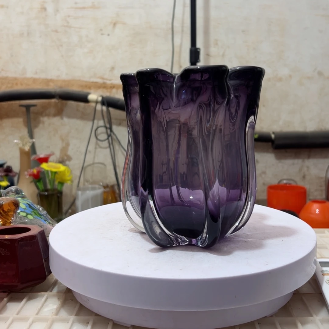 弘扬琉璃花器微瑕高度17