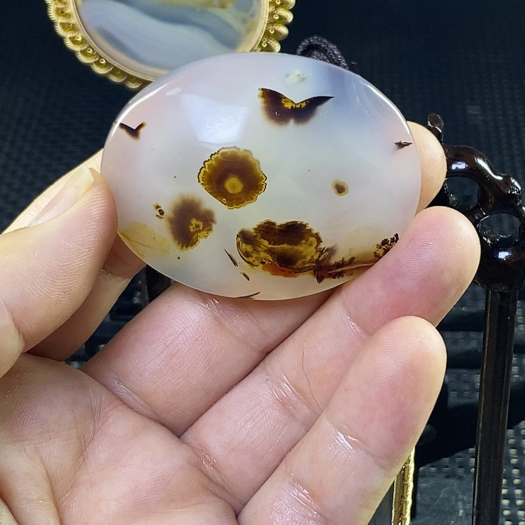 合成碳硅石非金属时尚图纹画面石饰品