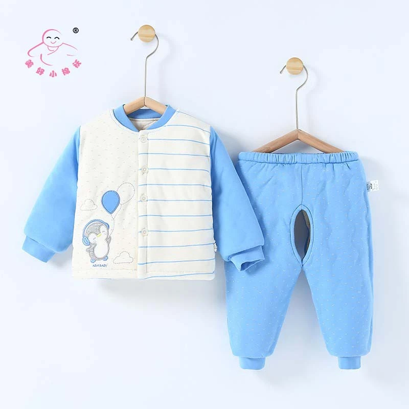 冬季加厚330g纯棉花棉衣服婴儿保暖家居服套装儿童分体睡衣