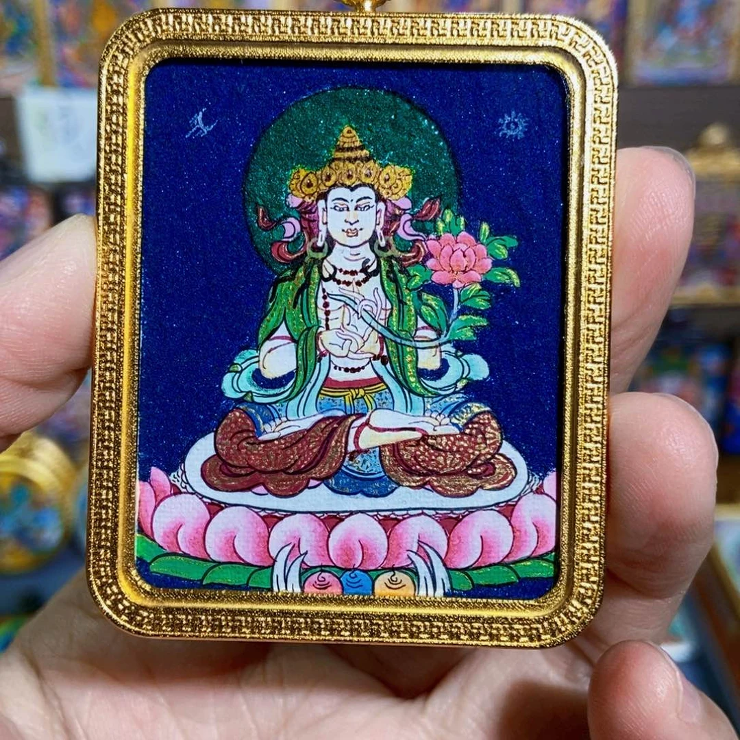 吊坠纯手绘唐卡大势至  属马本命佛