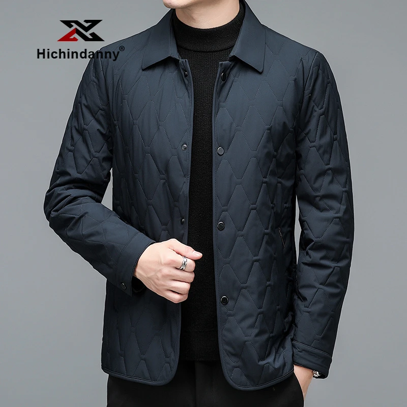 HICHIN翻领时尚运动棉衣男冬季商务休闲棉服修身轻薄外套保暖棉衣