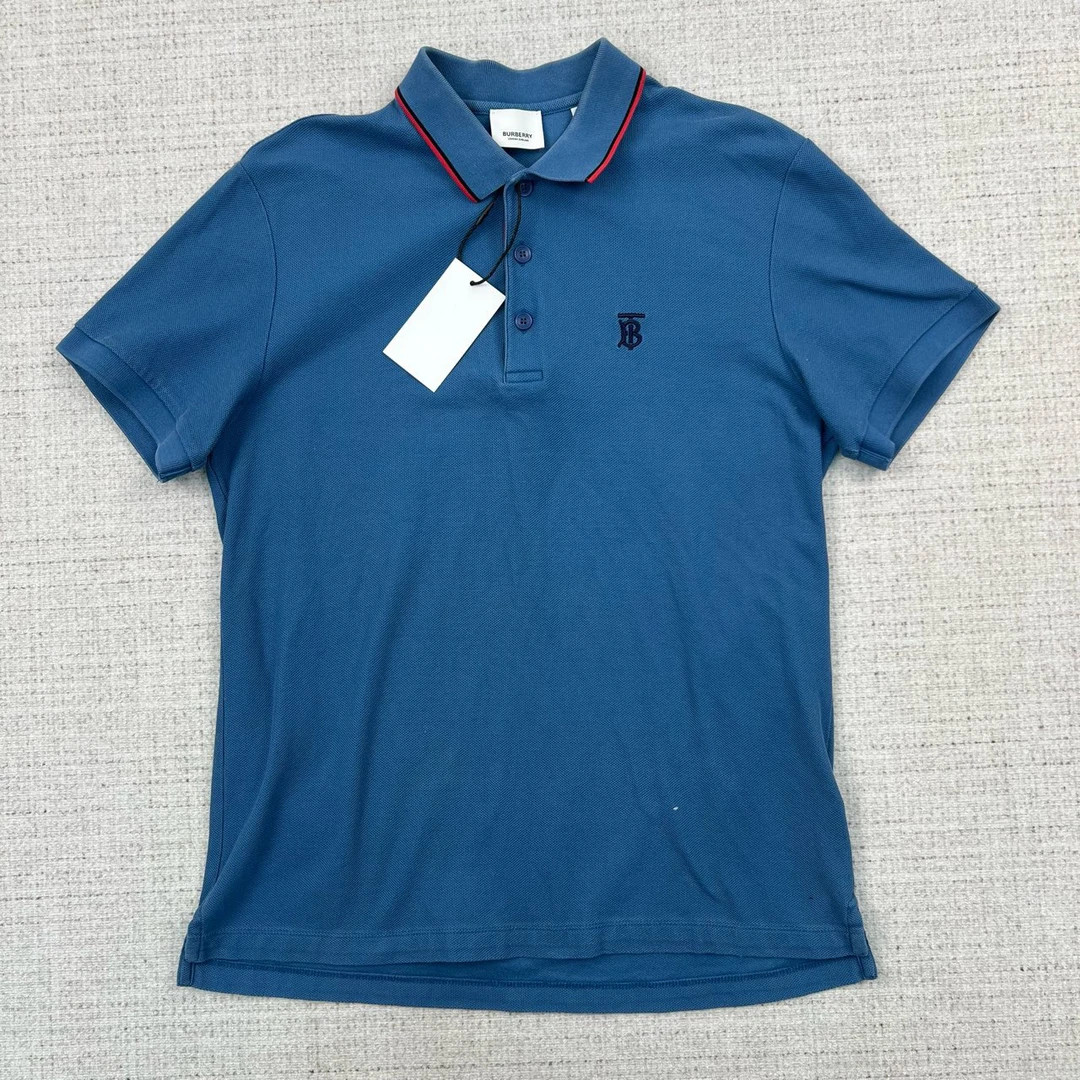 99新 BURBERRY/博柏利 图案Logo珠地网眼短袖Polo衫/尺码M/7685