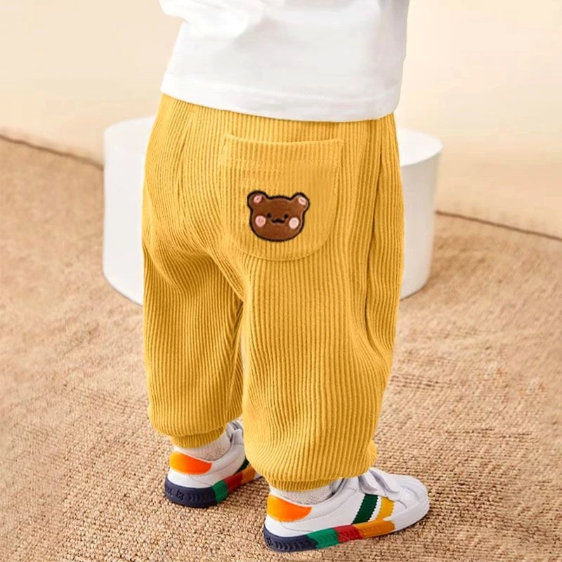 女童加绒裤子秋冬款儿童洋气宽松灯芯绒长裤男女宝宝绒束脚裤X