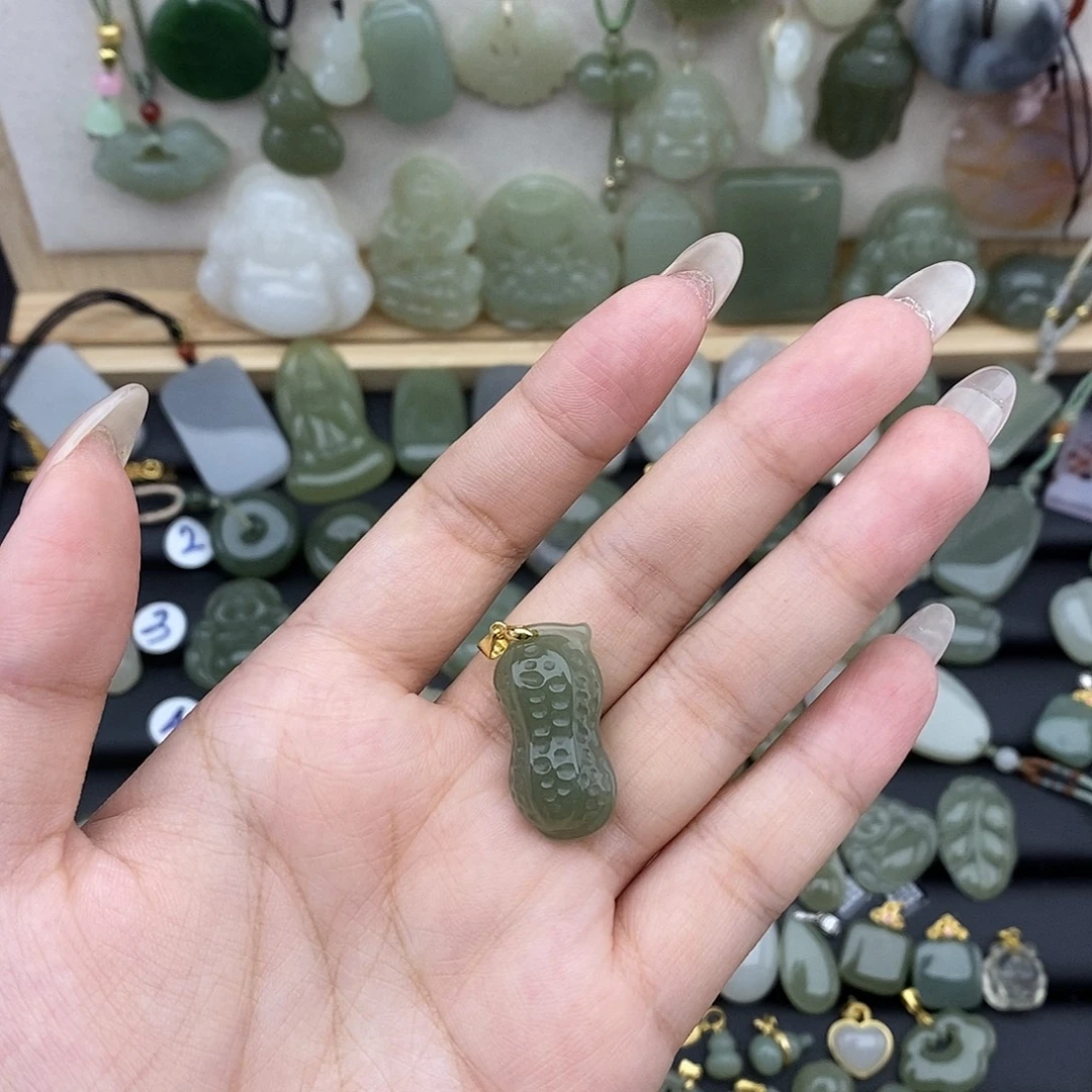 和田玉银S925镶嵌吊坠(不含链)