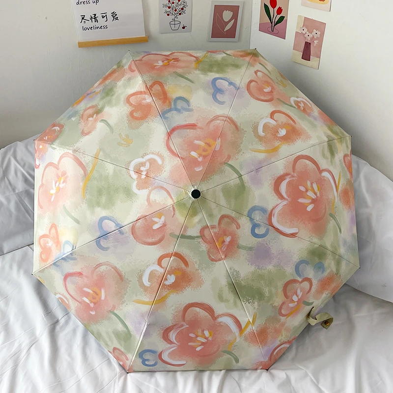 雨伞女晴雨两用伞女防晒伞小巧便携遮阳全自动碎花伞防晒防紫外线