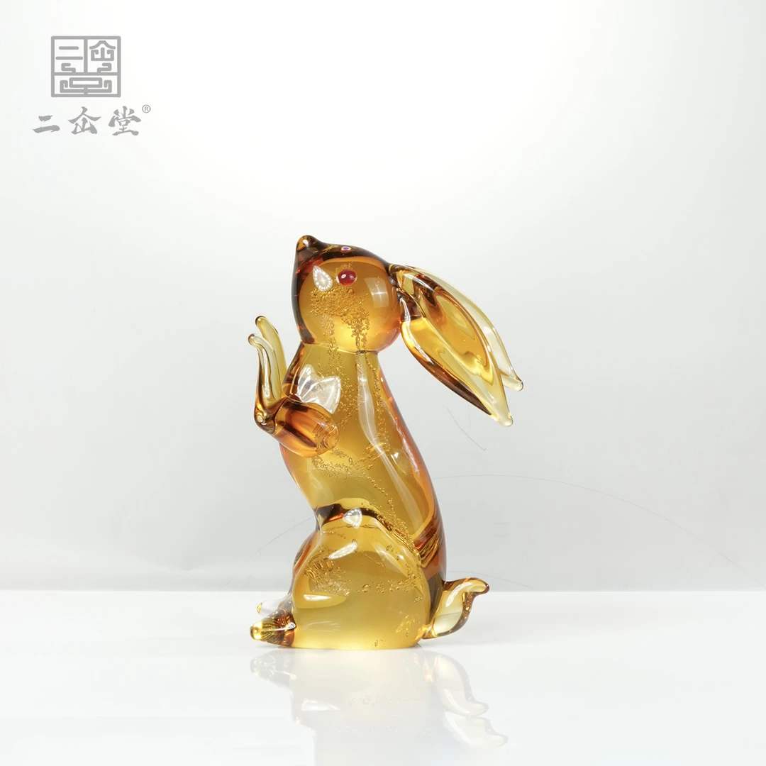 二仚堂淄博琉璃《小兔子》李文鹏非遗手工艺工艺品轻奢摆件