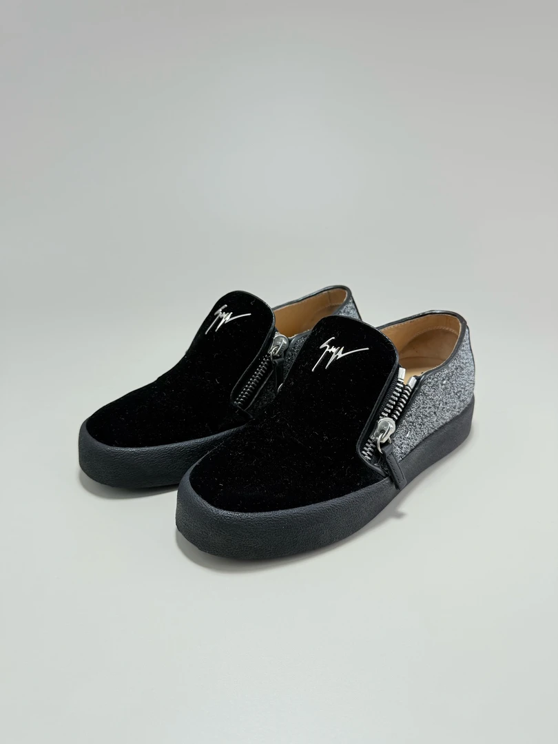 99新 maje GIUSEPPE ZANOTTI GZ黑色亮片丝绒板鞋 37码 99新13505