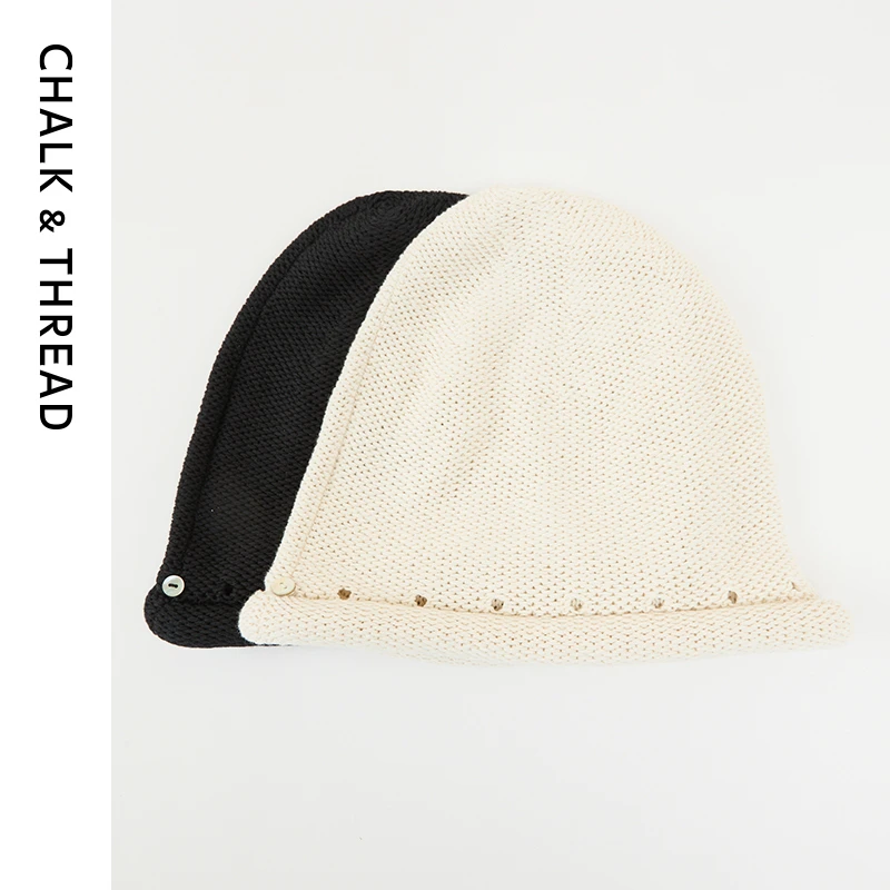 CHALK&THREAD黑色米白毛衫帽子