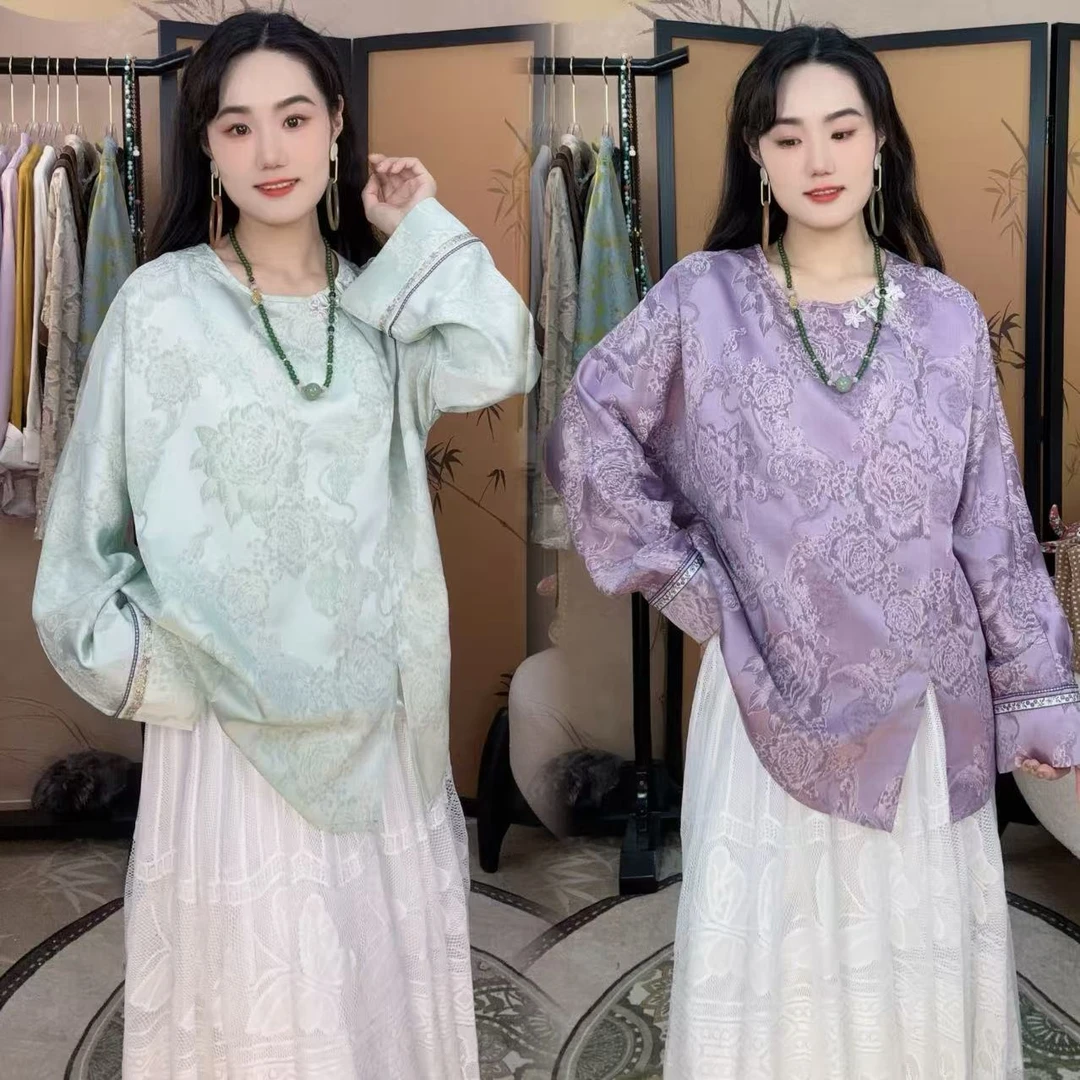 【小许夫妇】精致硬花盘扣长袖新中式简约百搭调性 国风衬衣