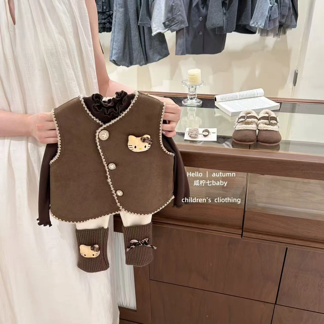【咸柠七】女童皮毛一体马甲2025新款冬小童女宝韩系穿搭羊羔毛背心