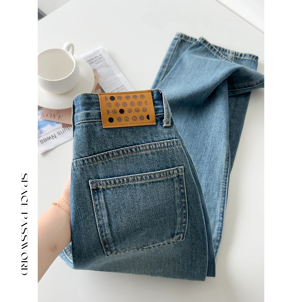 2025春季新款阔腿牛仔裤女高腰百搭显瘦小个子宽松直筒垂感拖地裤