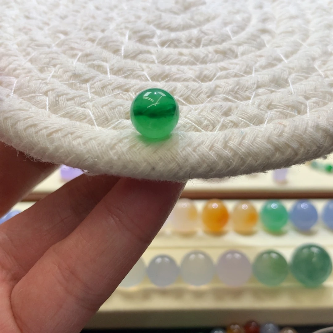 定制翡翠未镶嵌9.5mm特色飘花单珠