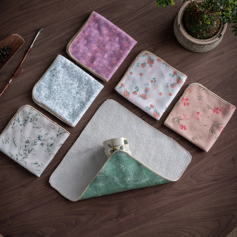 熹吾堂国风魔术茶杯包裹布棉布茶巾茶杯垫防磕碰养壶抹布茶具配件