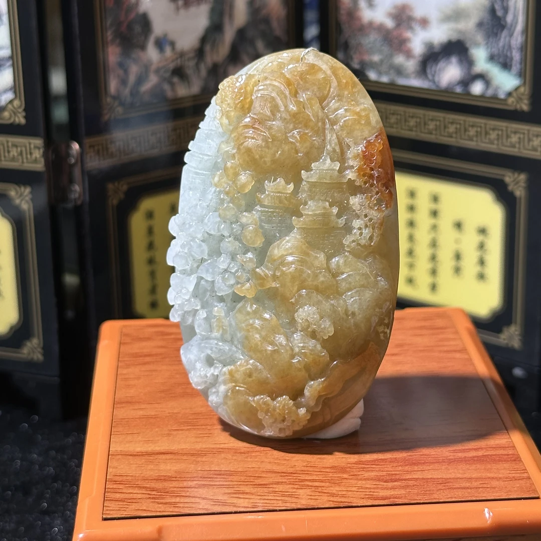 6117-天然翡翠 -黄翡山水