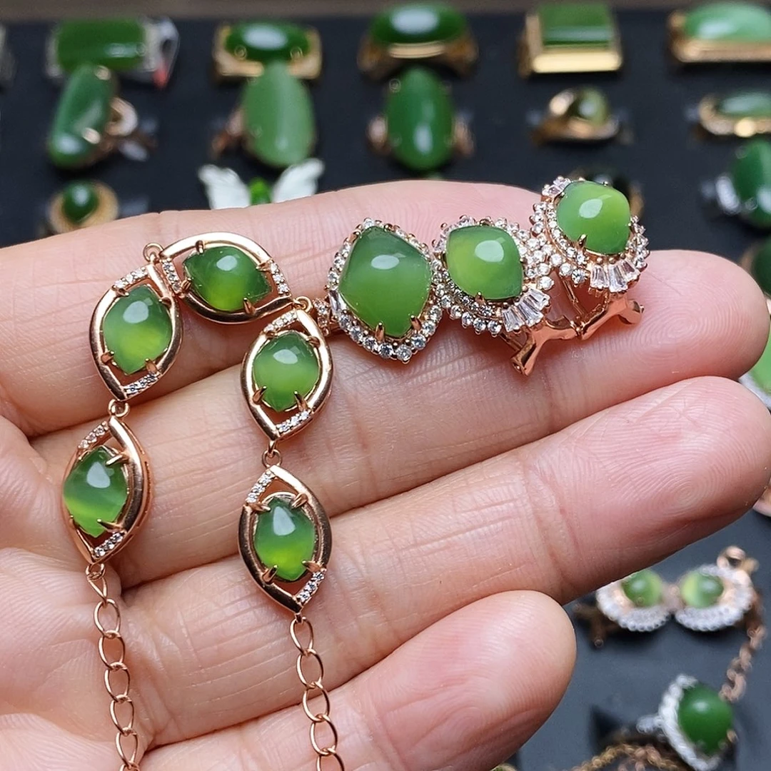 和田玉（碧玉）套装银S925镶嵌