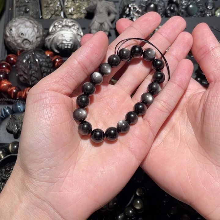 黑曜岩手串未镶嵌去****！