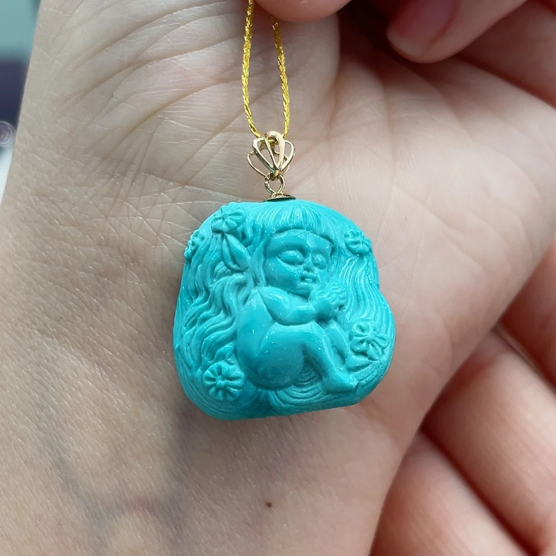 绿松石颈饰18K金镶嵌