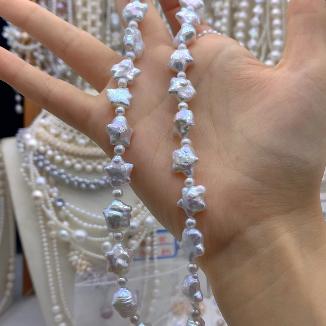 山***鼠银S925镶嵌淡水珍珠项链耳饰