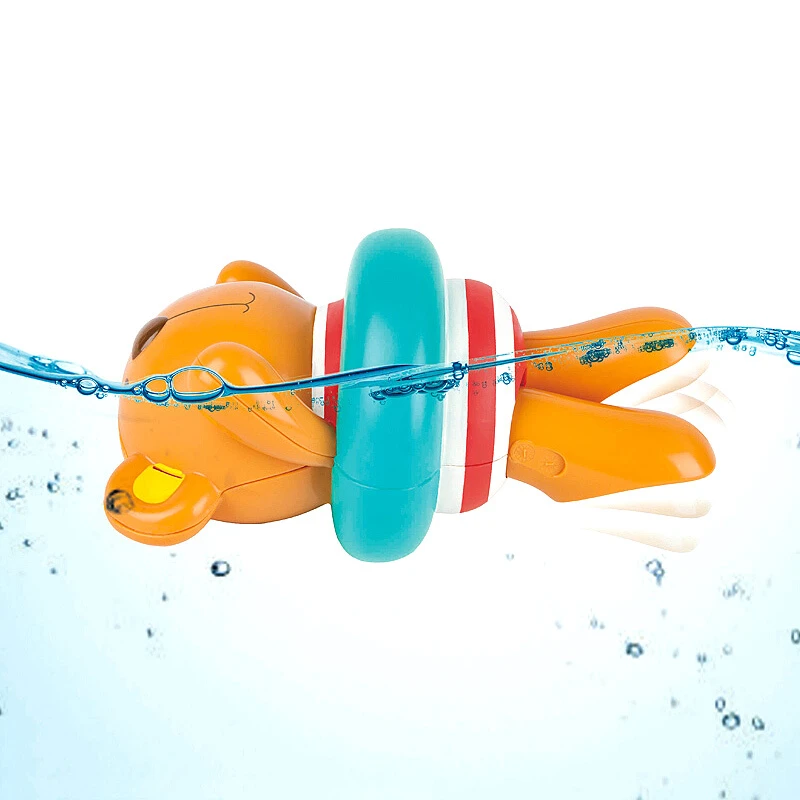 Hape宝宝洗澡玩具儿童发条游泳泰迪