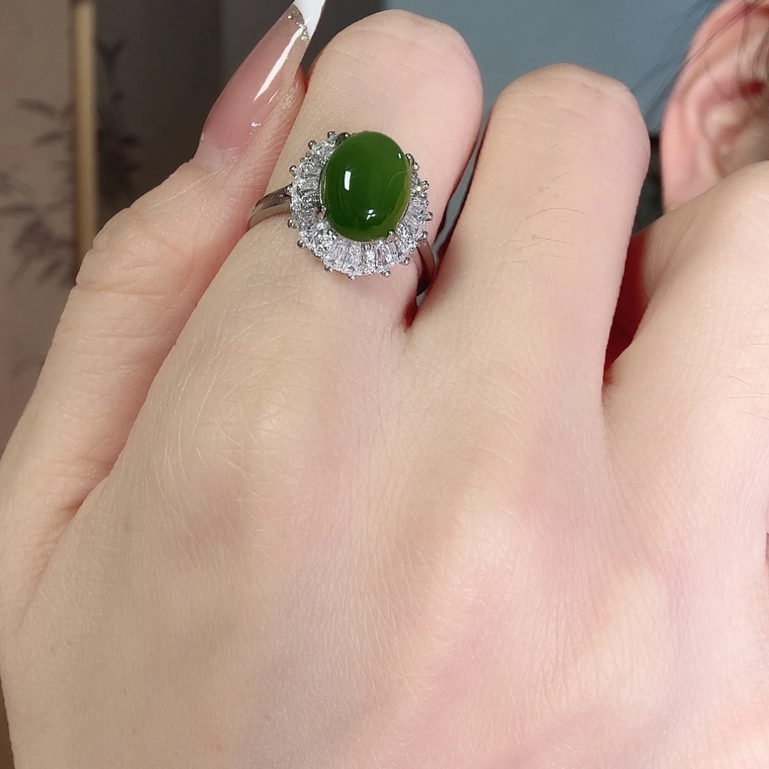 和田玉银S925镶嵌戒指