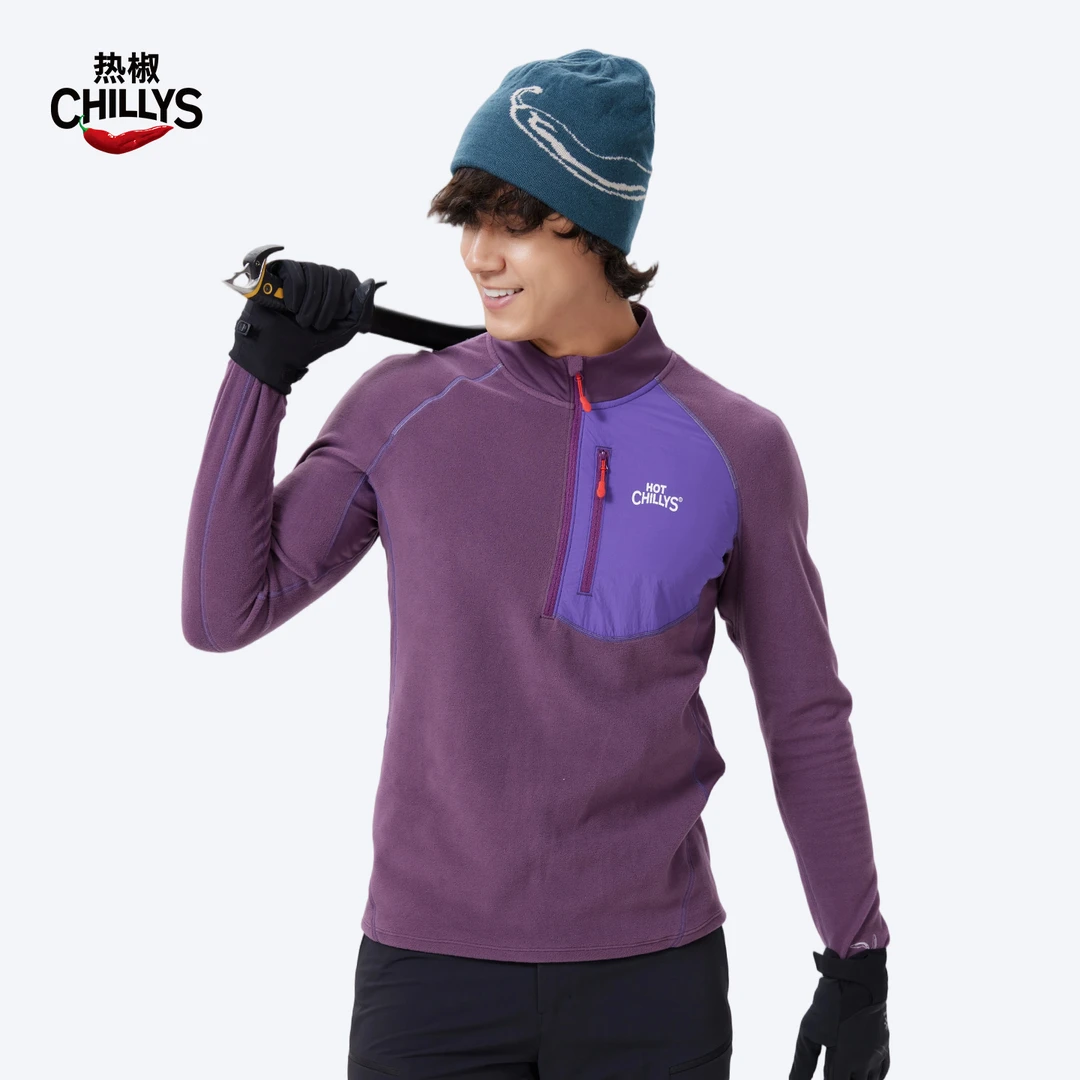 hotchillys热椒10级山系半拉链抓绒衣男秋冬登山徒步红辣椒保暖衣