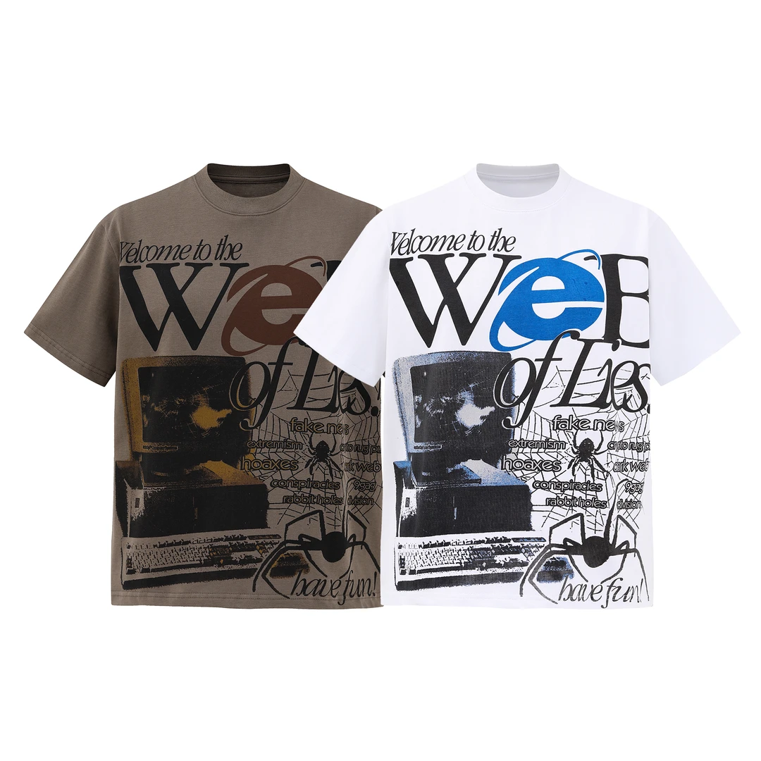 MKSN美式复古vintage字母做旧印花短袖t恤高街宽松休闲半袖潮牌