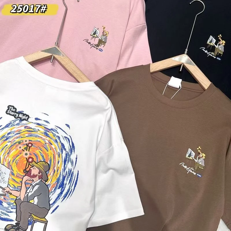 t恤衫男短袖夏季新款时尚印花圆领宽松款青年打底衫上衣-901