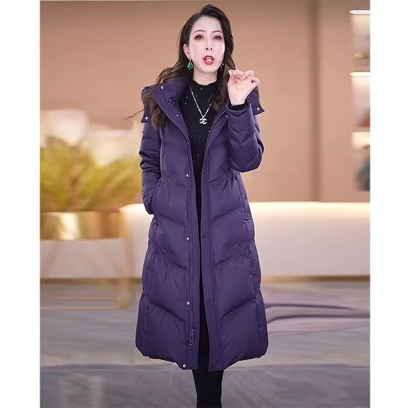 2025新款羽绒服女中长款过膝修身显瘦时尚加厚鸭绒保暖冬季外套